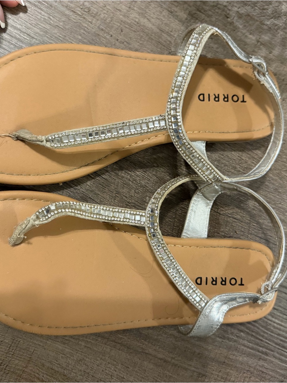 torrid Silver T-Strap Rhinestone Sandals